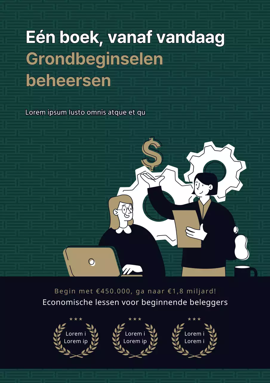 Flat professional zetech in groen en goud