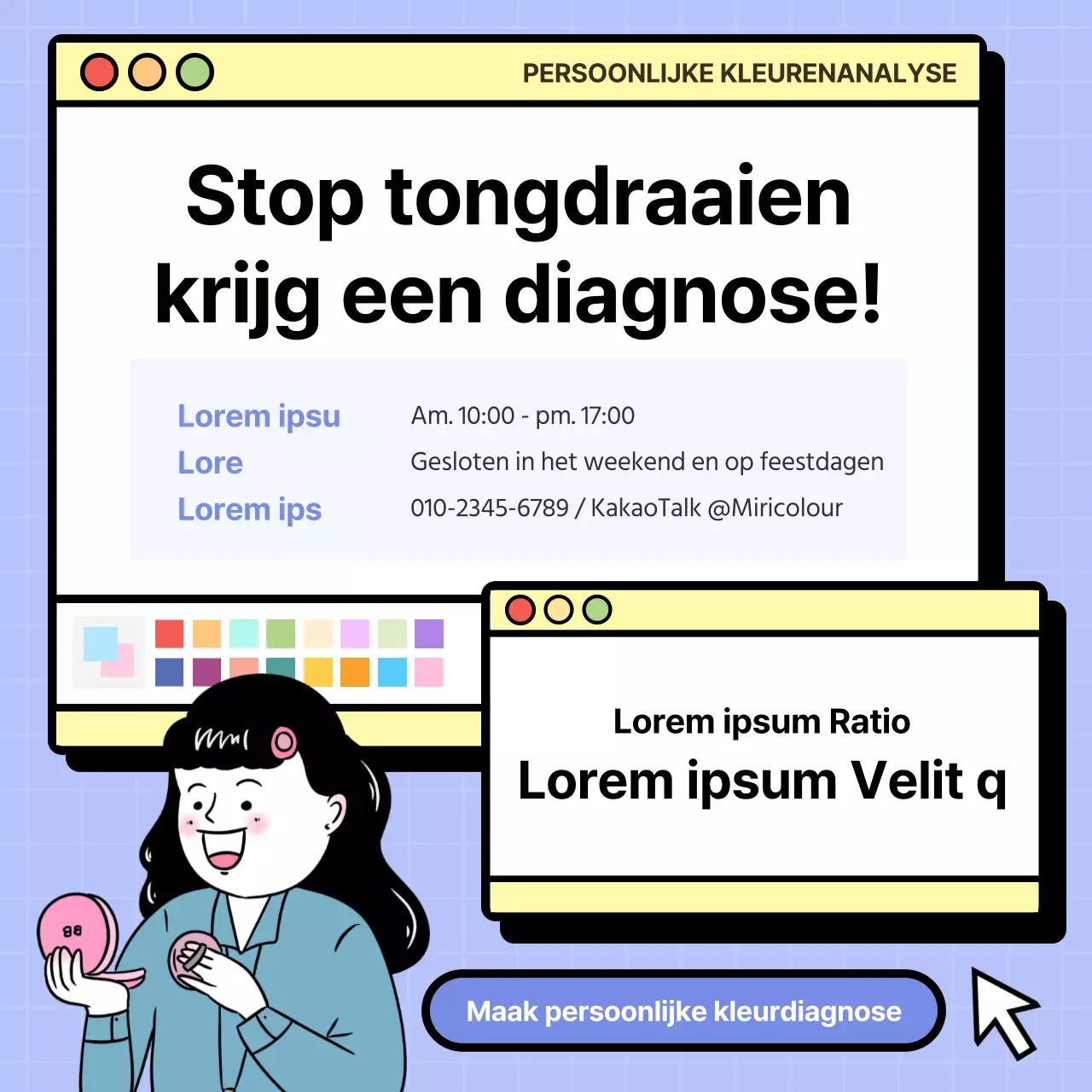Illustratie van paars en geel Persoonlijke kleurdiagnose