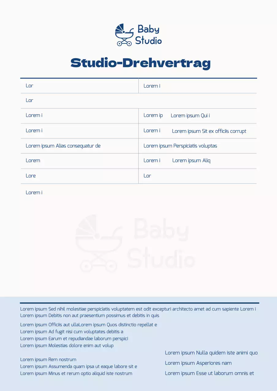 Vertrag für blaues Baby-Studio-Shooting