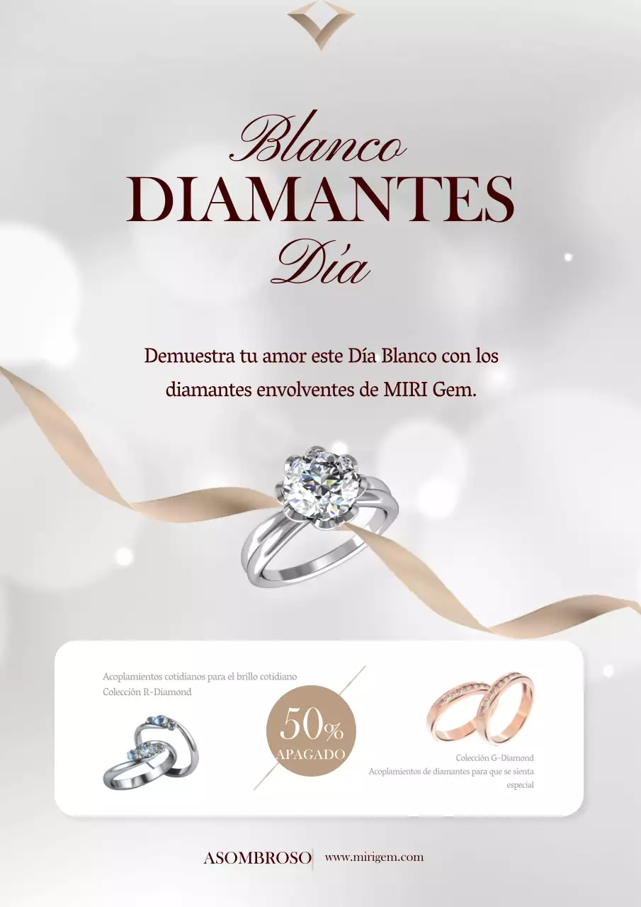 Día Blanco Anillo de Diamantes Regalo Promoción