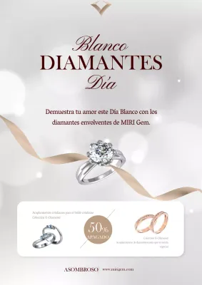 Día Blanco Anillo de Diamantes Regalo Promoción
