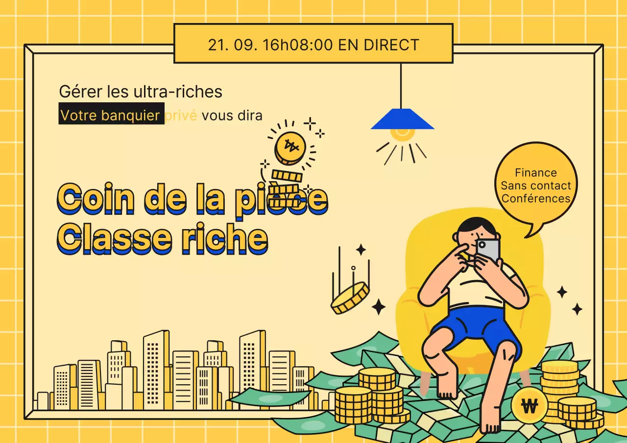 Jaune et Bleu Illustré Finance Leçons de l'Untact