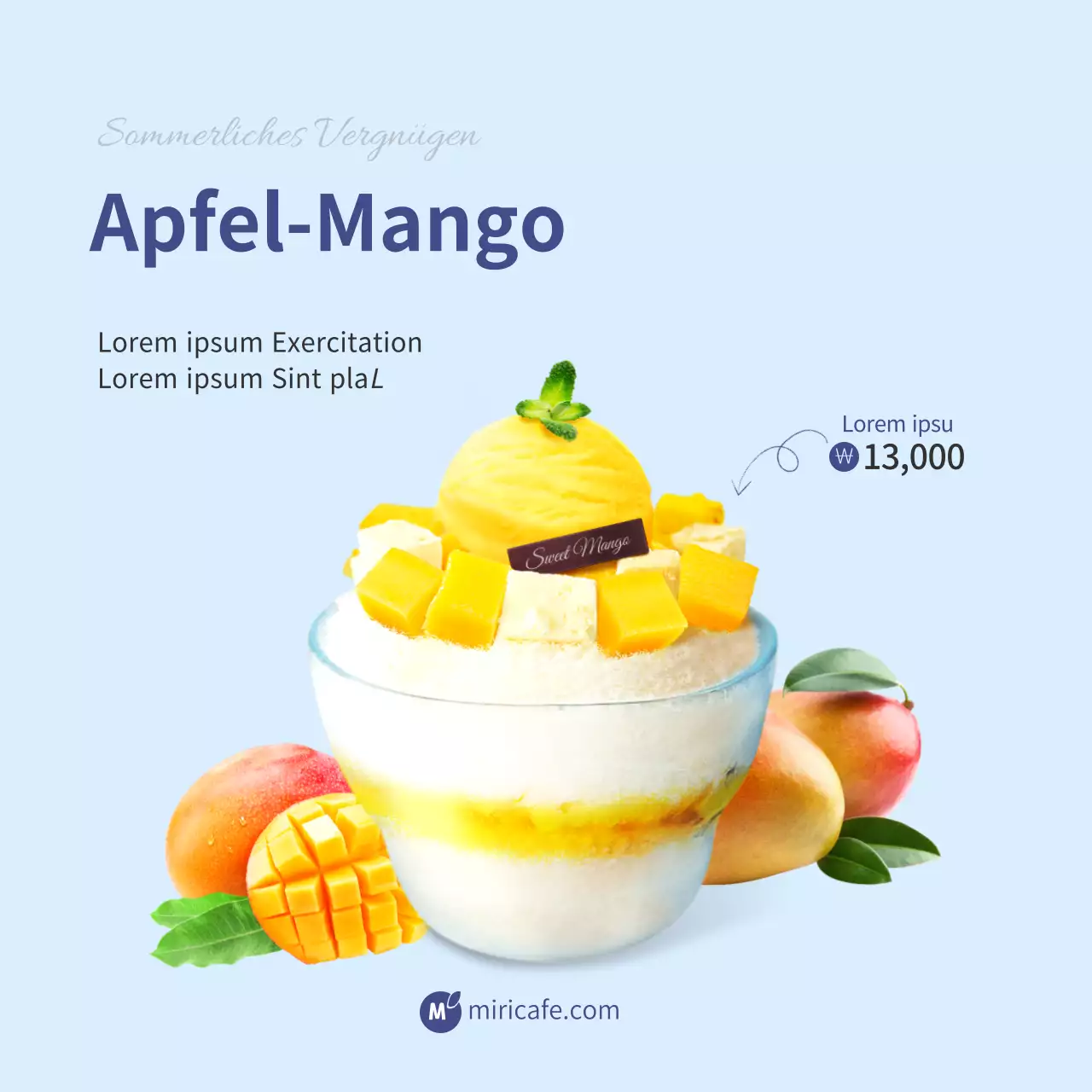 Hellblau sauberes BildHighlight MangoDrinkCafe (quadratisch)