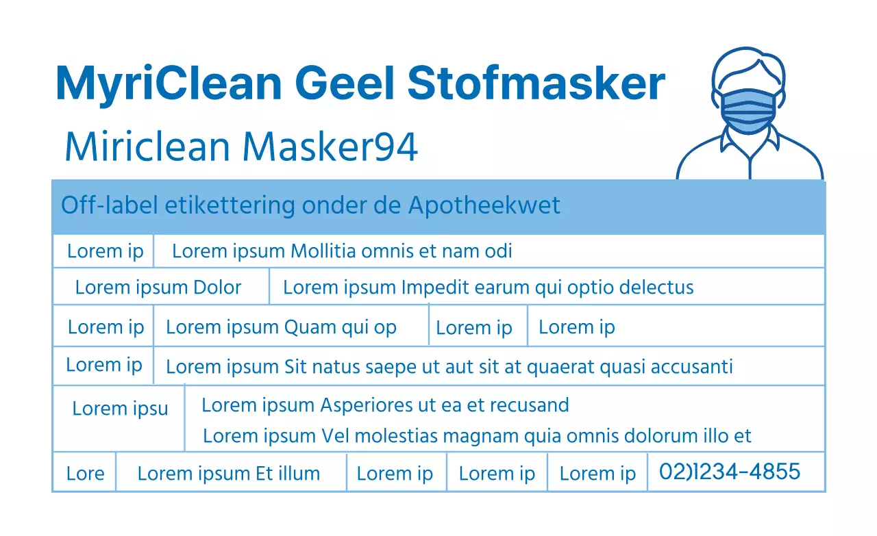 Blauw geïllustreerde masker detail labels