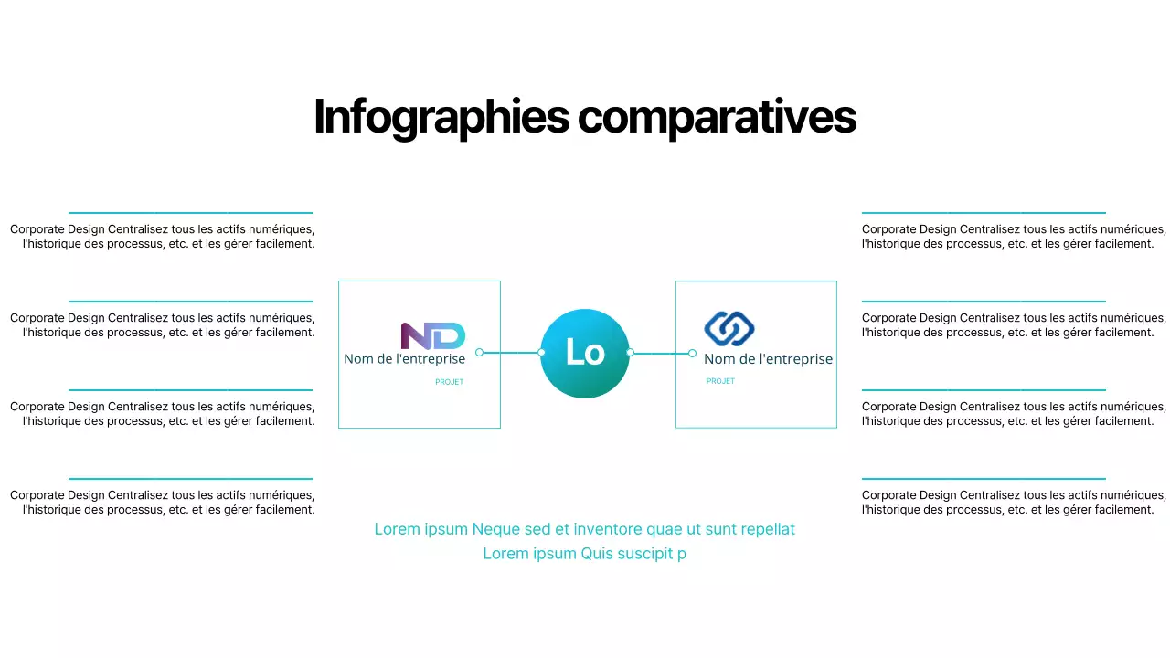 Infographie de comparaison des entreprises bleues simples
