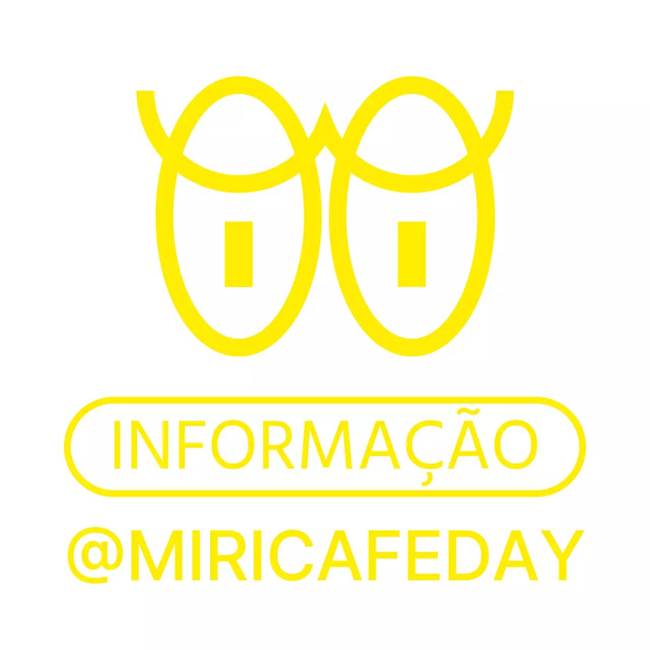 Ilustração de um olho saltitante bonito e limpo em amarelo com combinação de texto Style Cafe