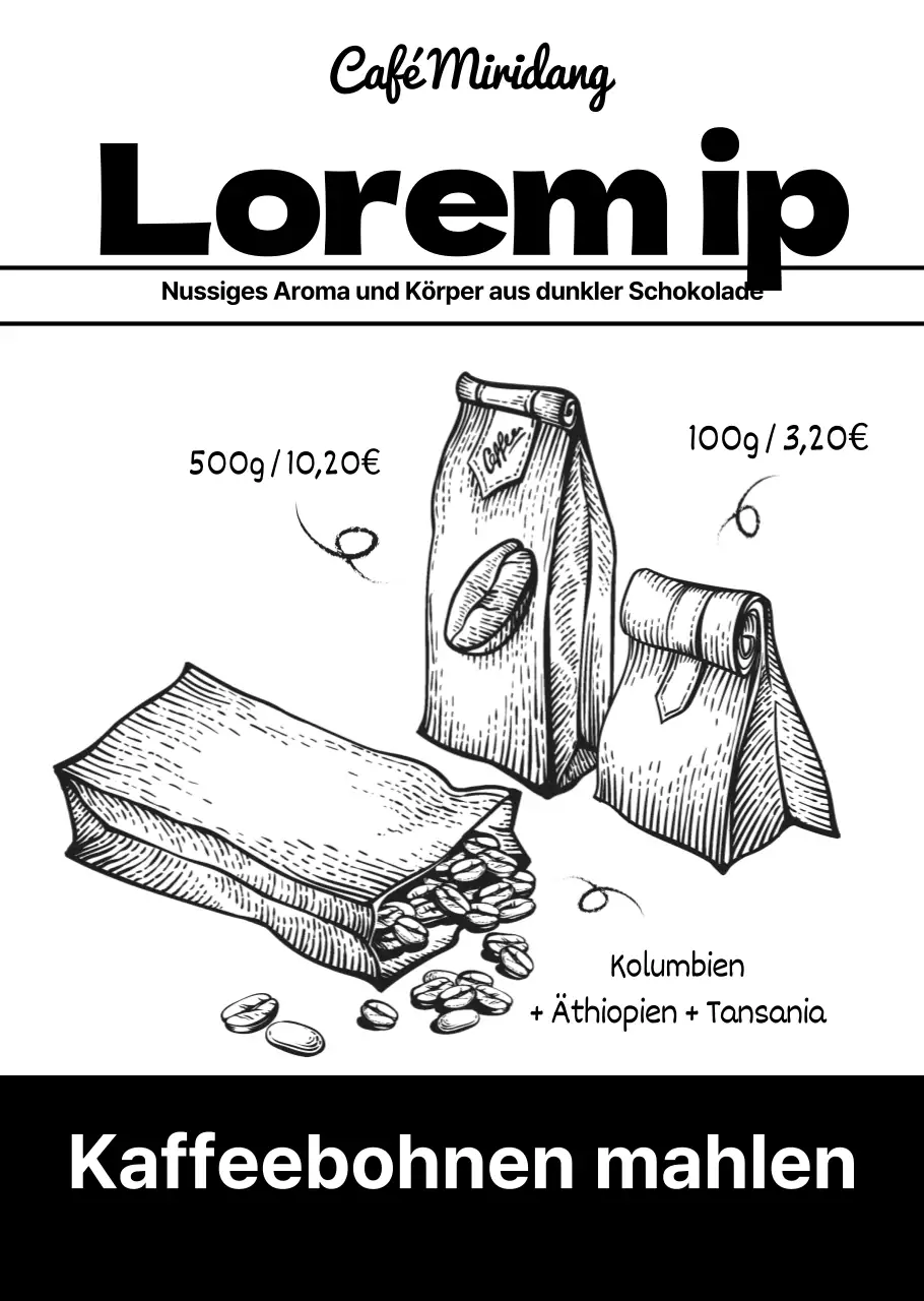 Schwarze Kaffeebohnen im Neutro-Stil