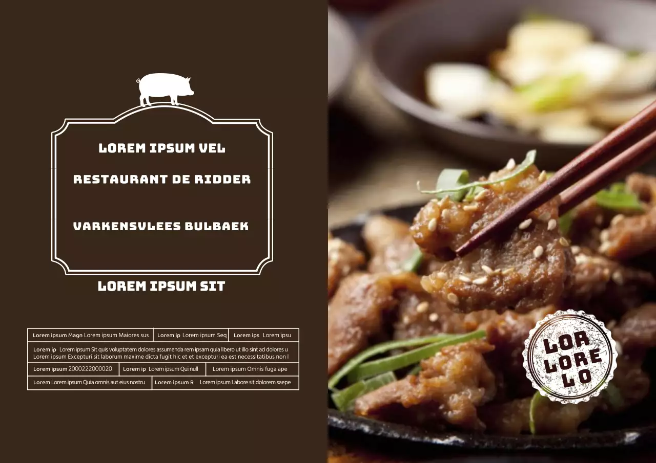 Bruine icoon foto Gemarkeerd voedsel Varkensvlees Bulgogi Detail etiket