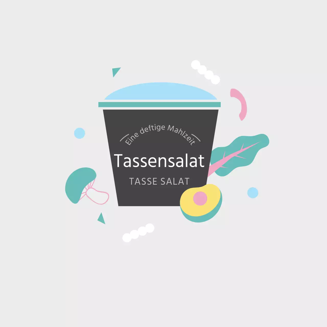 Hellgrau Niedliche Einfache Tasse Salat Lunch Box Aufkleber