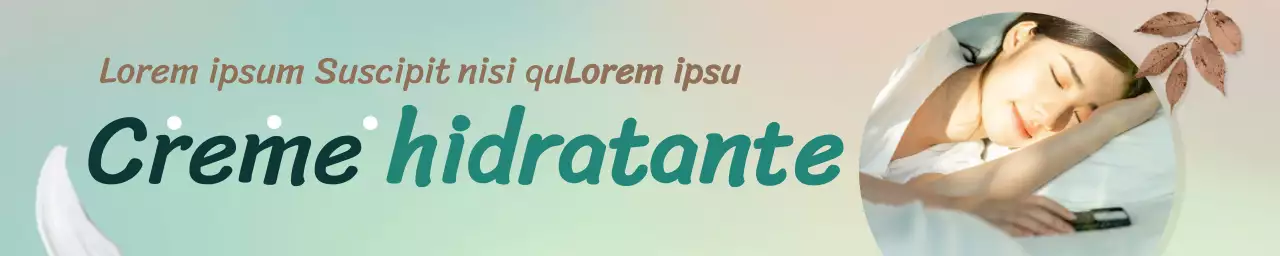 Banner promocional de cosméticos em creme hidratante Autumn mood em retângulo horizontal castanho e turquesa