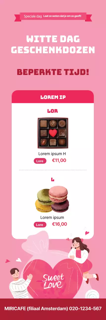 Keurig chocolade-evenement met roze foto-accenten