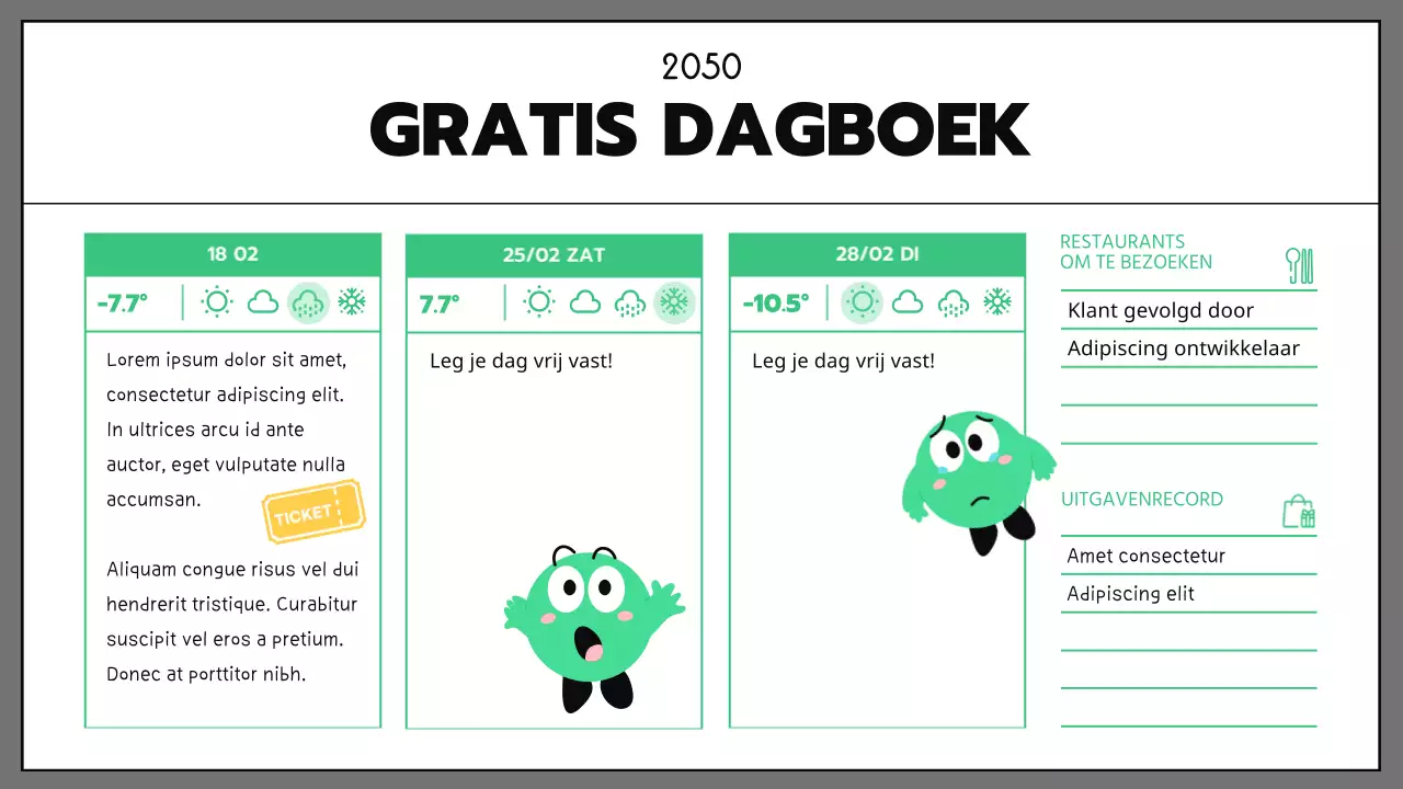 Zakelijke GoodNotes met mintkleurige zwarte lijnen