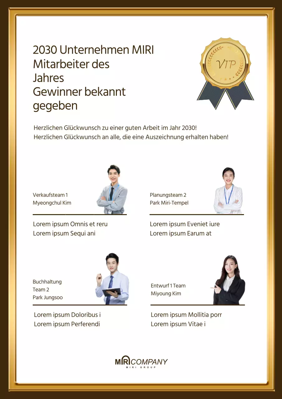 Bekanntgabe der Gewinner unserer hübsch eingerahmten Mitarbeiterpreise