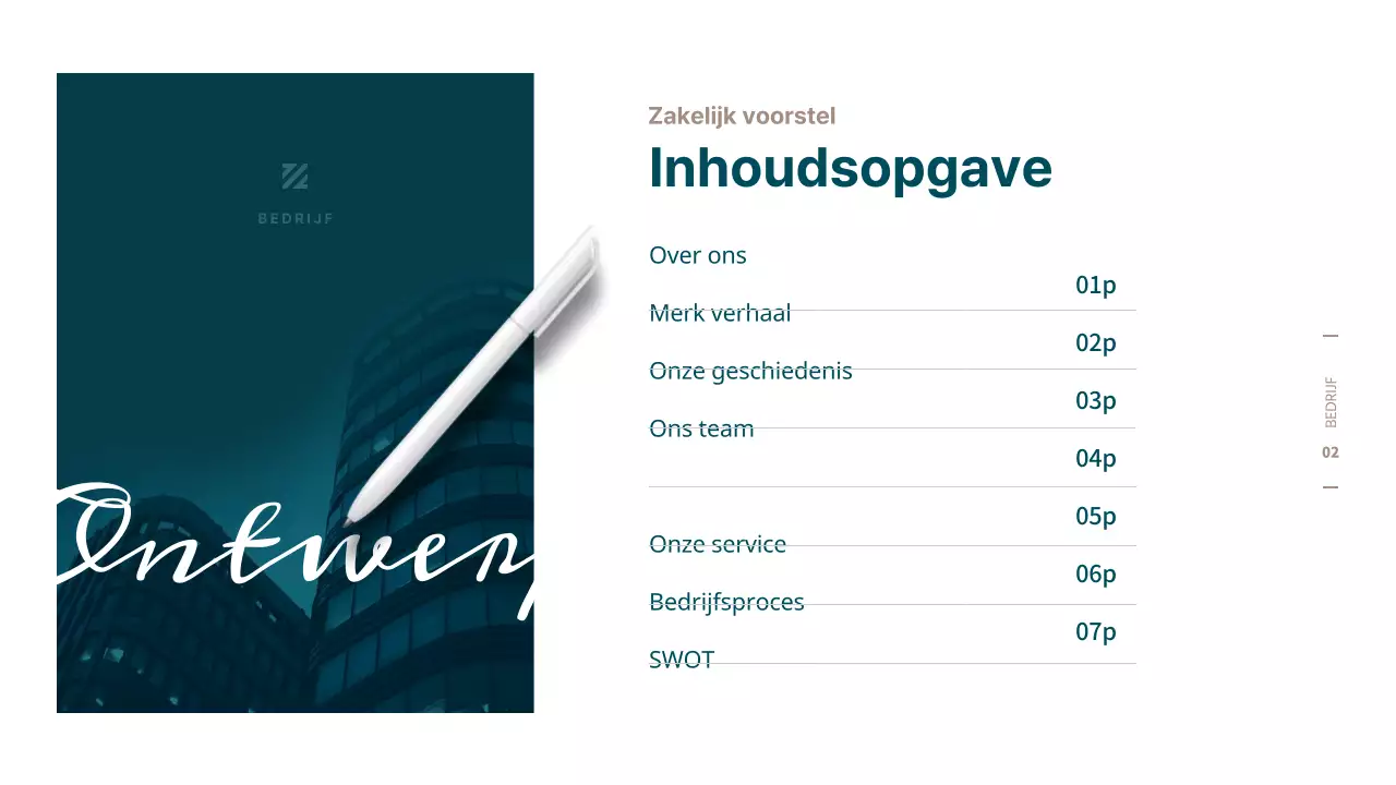 Eenvoudig zakelijk voorstel in turquoise en bruin