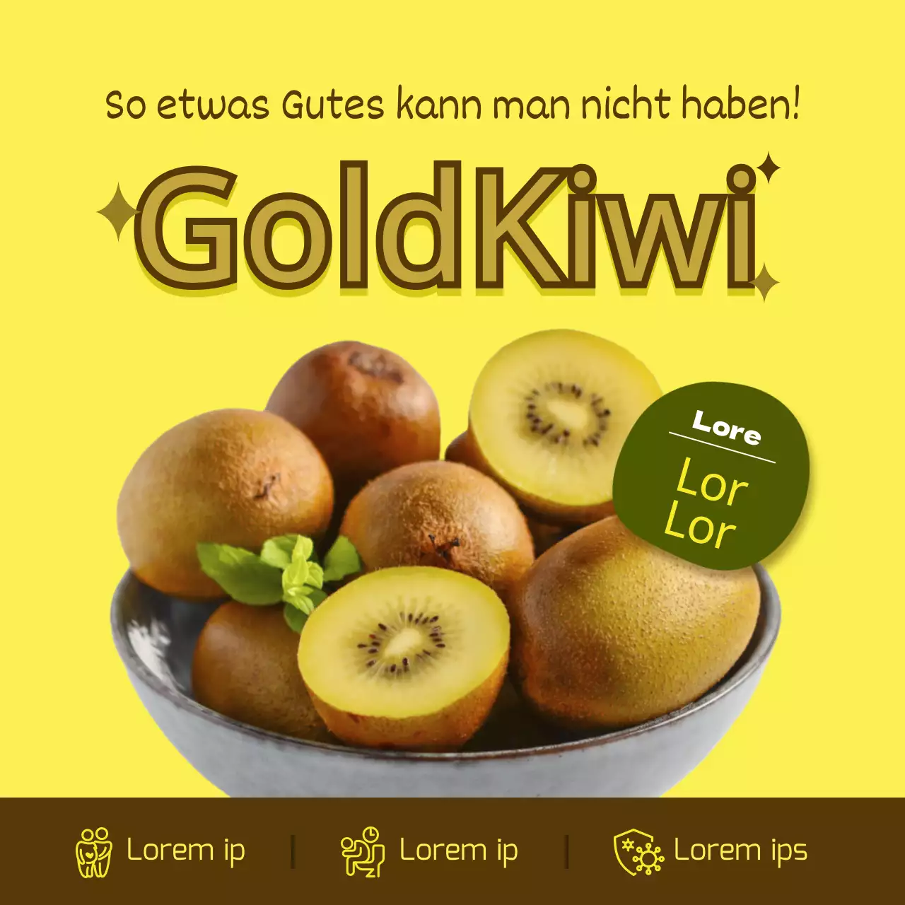Die gesundheitlichen Vorteile der goldenen Kiwi mit einem einfachen Konzept, das ein gelbes Foto zeigt