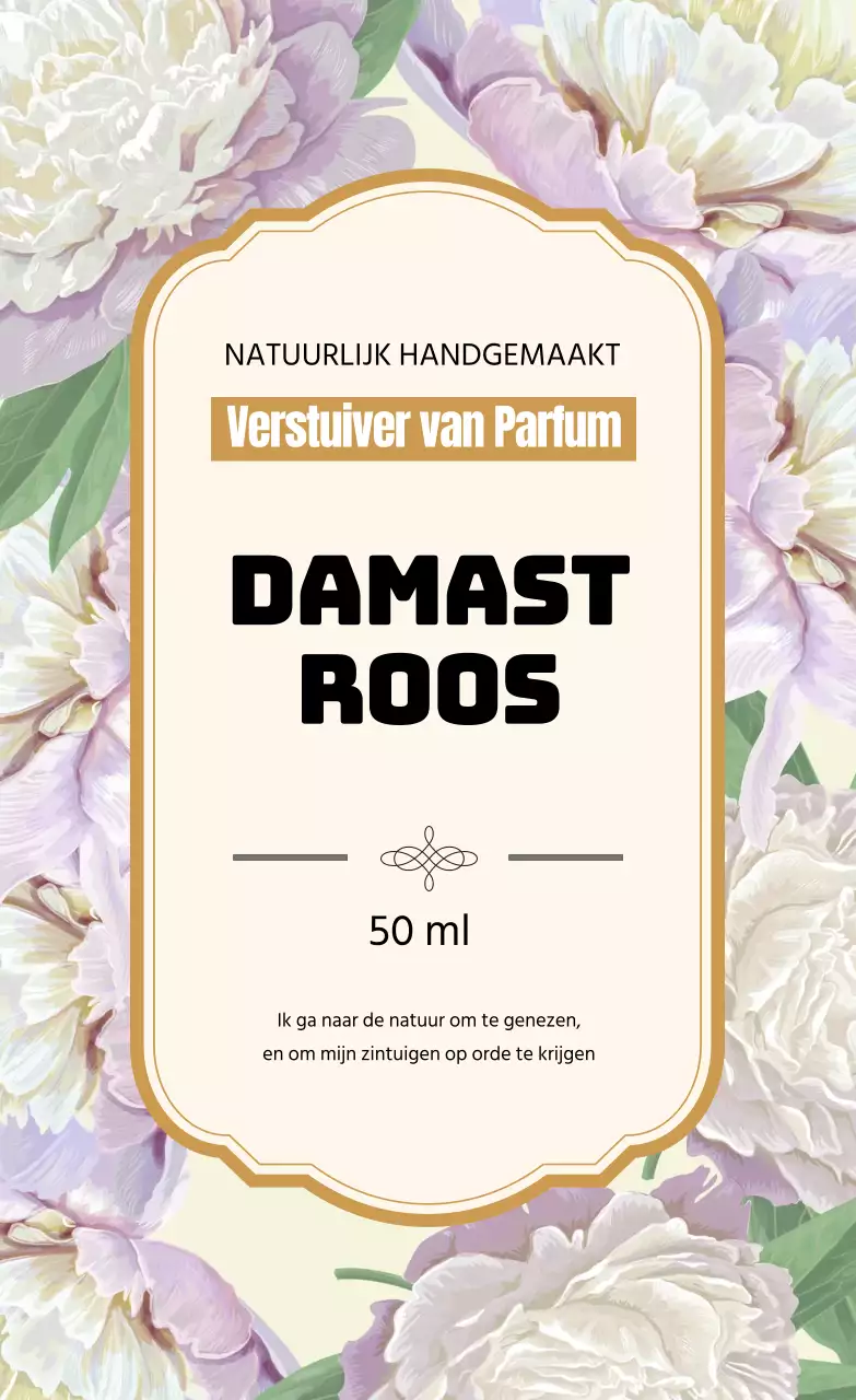 Vintage parfumlabel met gele illustratie