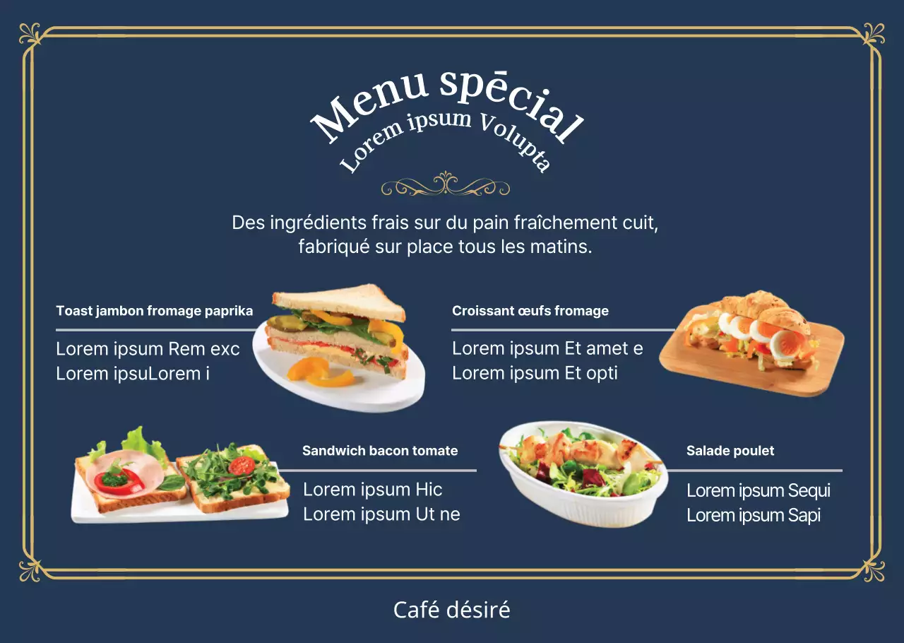 Carte de menu simple pour brunch de café Restaurant papier transparent