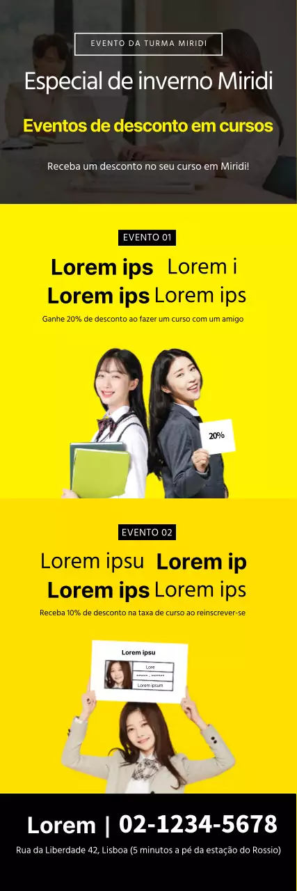 Promoção de evento escolar SATs amarelo e preto