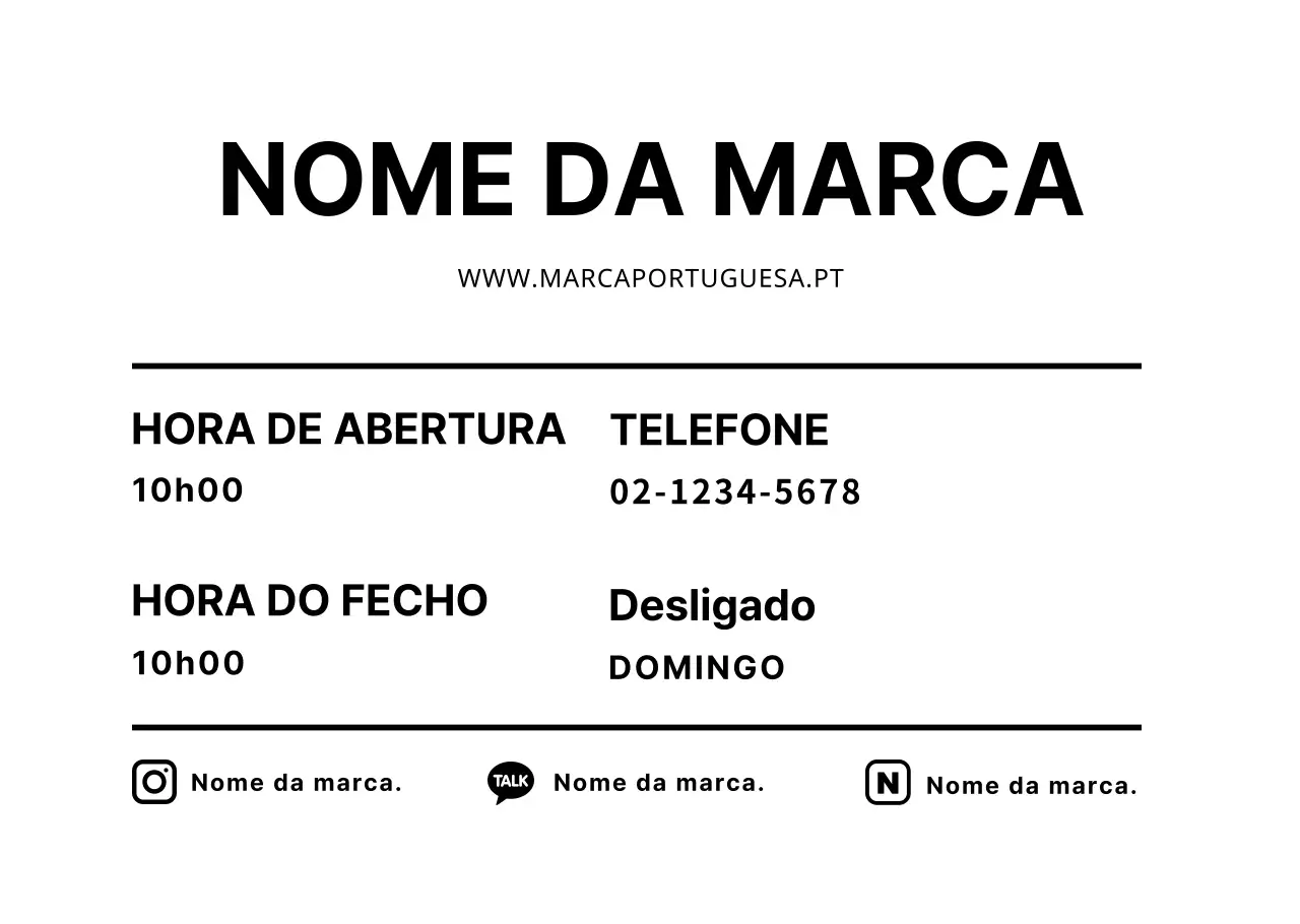 Cartaz transparente com a marca do horário de funcionamento simples