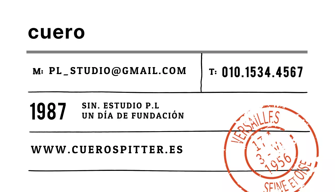 Tarjeta de visita de marroquinería con letra inglesa