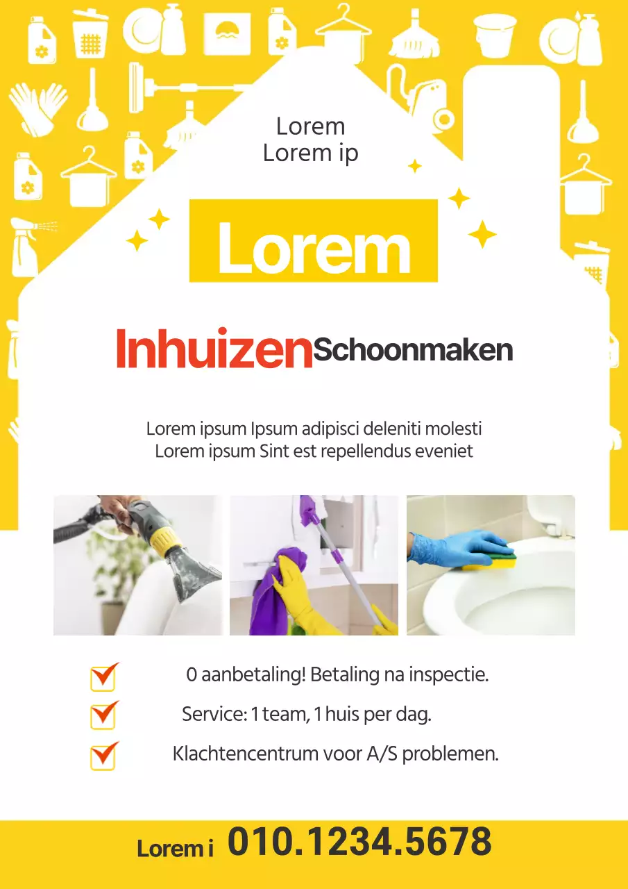 Gele illustratie schattige schoonmaakdienst holbo