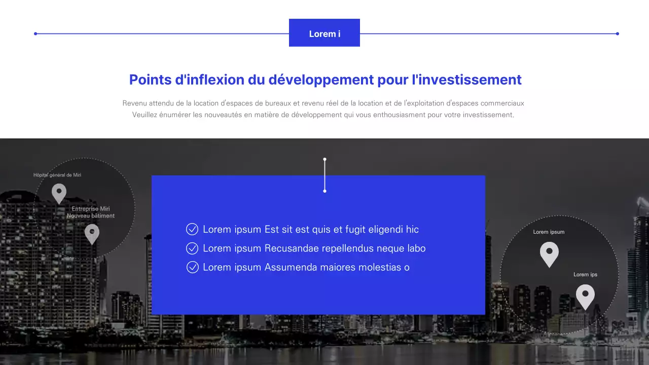 Rapport sur l'investissement dans les espaces de bureaux de couleur bleue