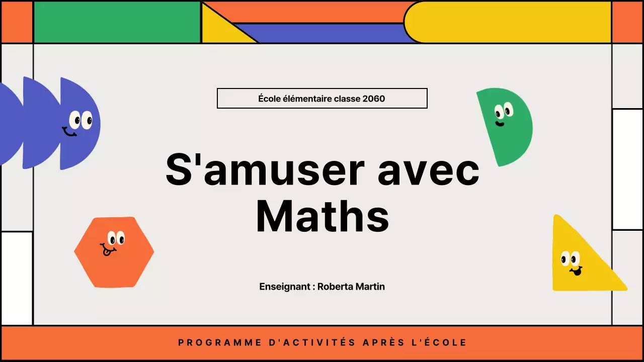 Proposition de cours extrascolaires de mathématiques ludiques avec des formes géométriques colorées