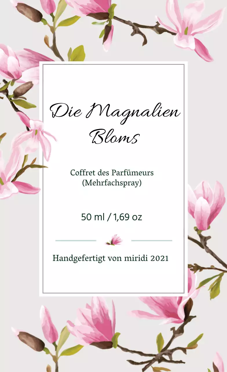 Vintage-Parfüm-Etikett mit grauer Illustration