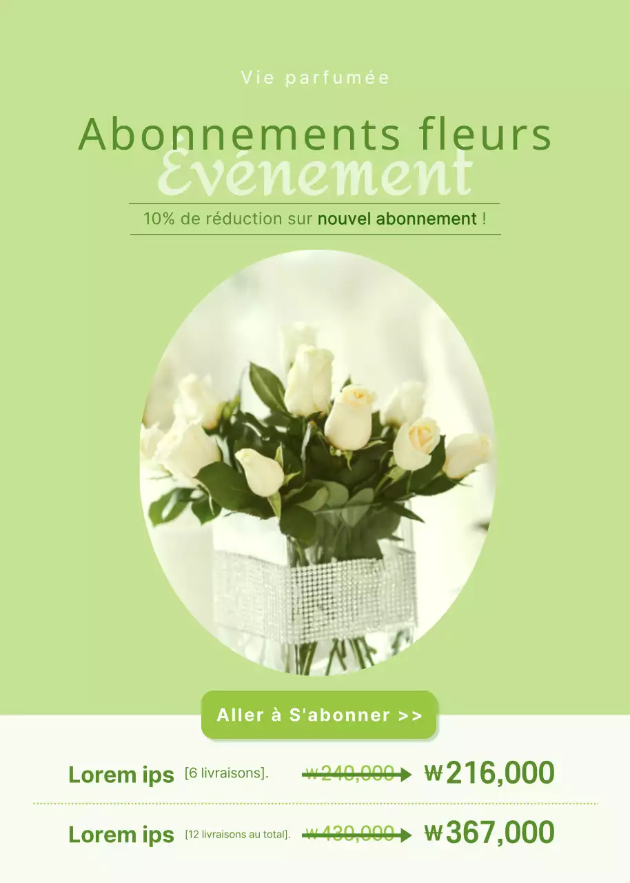 Popup d'abonnement à des fleurs vert tilleul