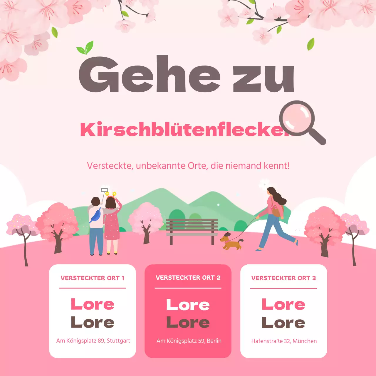 Rosa Kirschblütenflecken auf Instagram