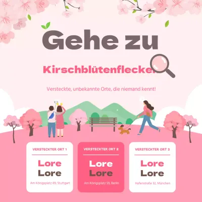 Rosa Kirschblütenflecken auf Instagram