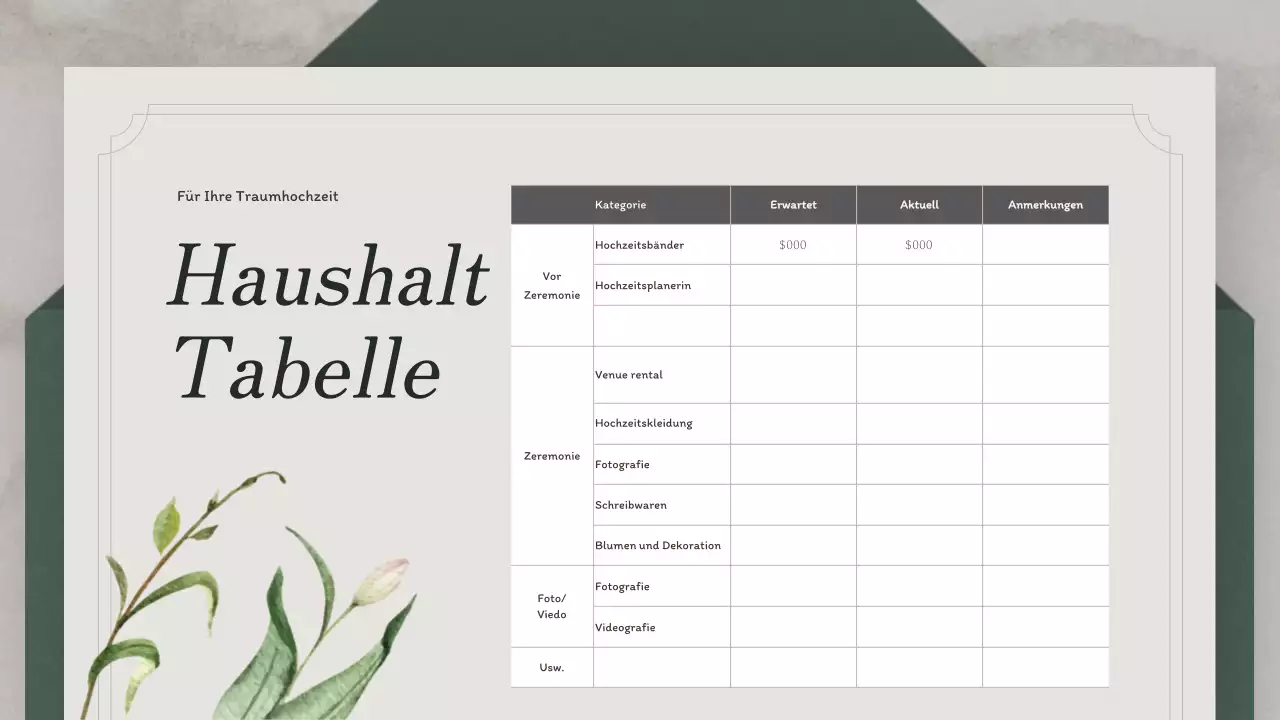 Hochzeitsplanung mit einem grünen Einladungskonzept