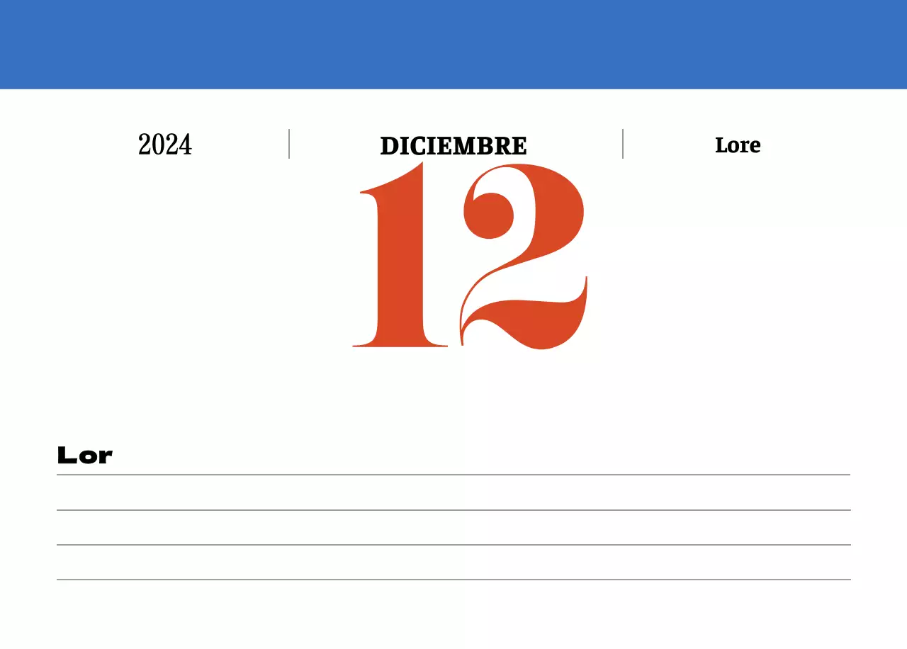 Calendario nostálgico de concepto retro en rojo y azul