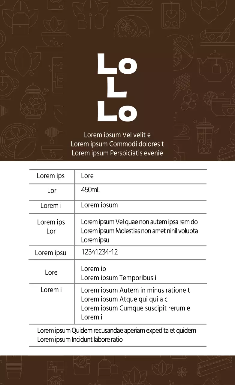 Letra castanhaTaça líquida limpa Chá preto