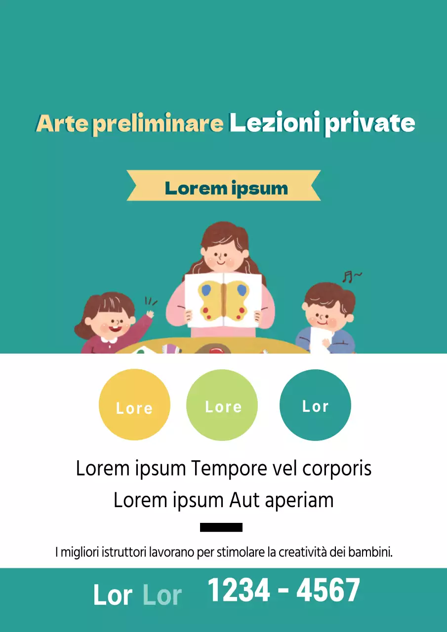 Illustrazione turchese promozione scuola d'arte ordinata