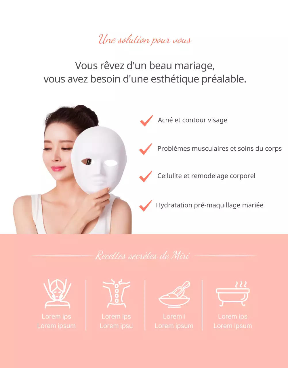 Soins luxueux pour le mariage en pêche rose (page de détail)