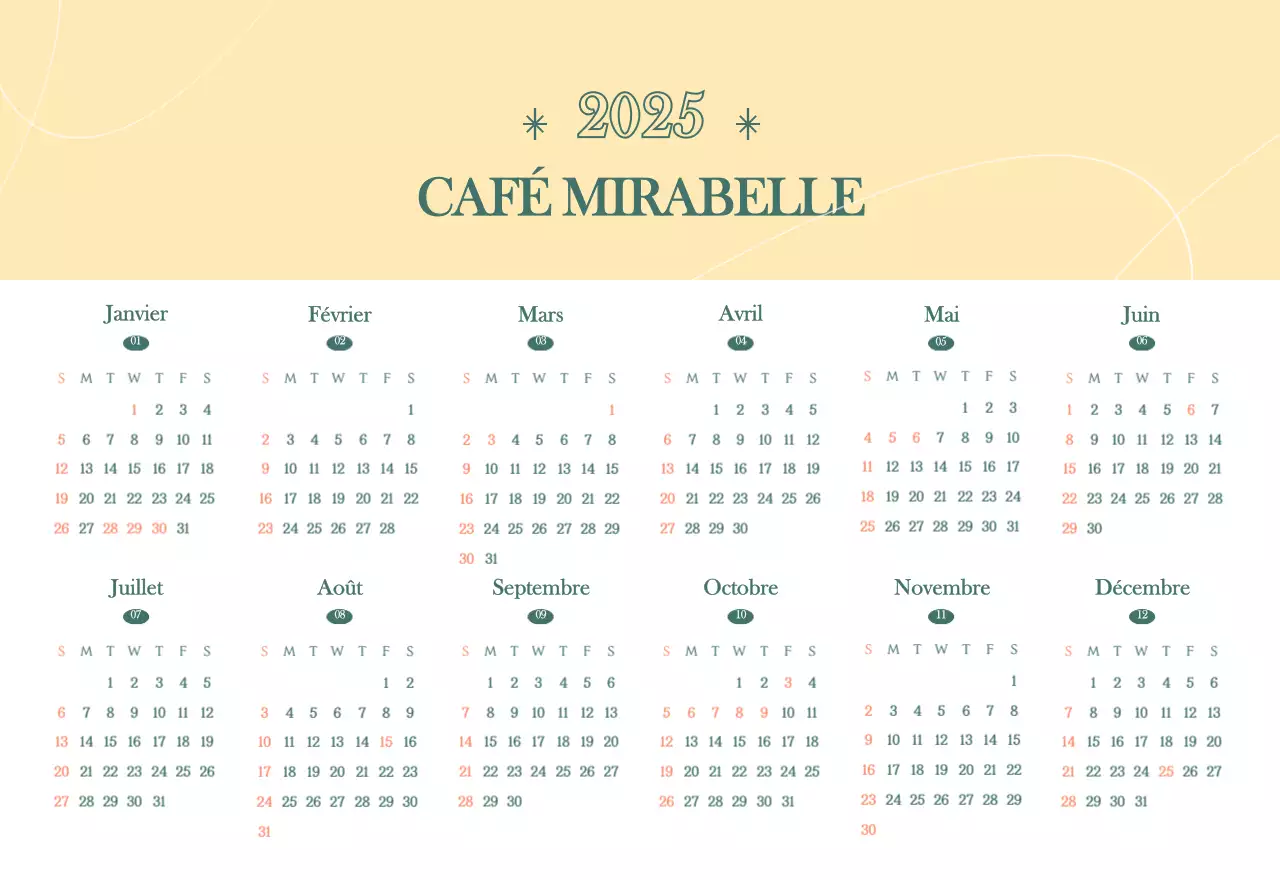 Calendrier des cafés avec recommandation de la boisson du mois