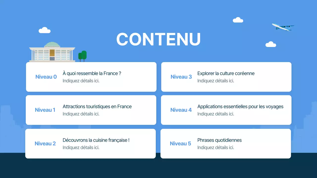 Guide de voyage illustré bleu et bleu marine pour la Corée du Sud