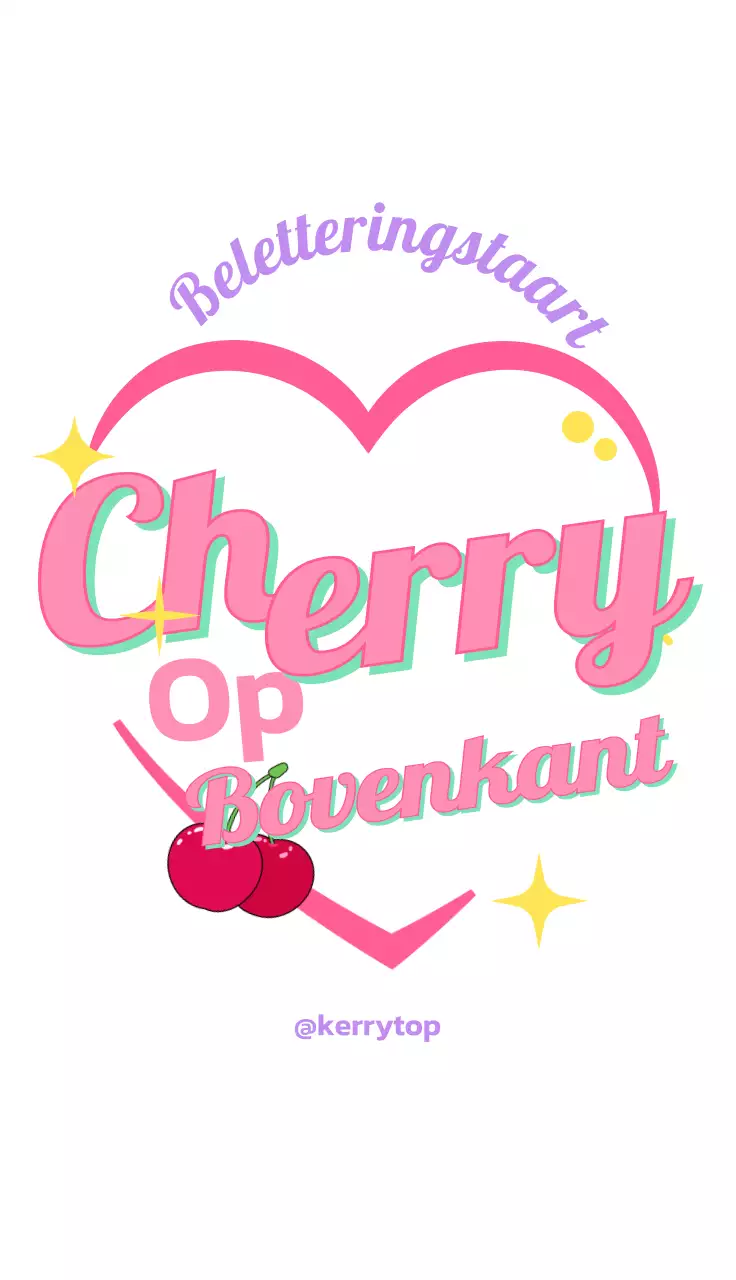 Snoepwinkel in tienerstijl met paarse en roze hart- en kersenillustraties