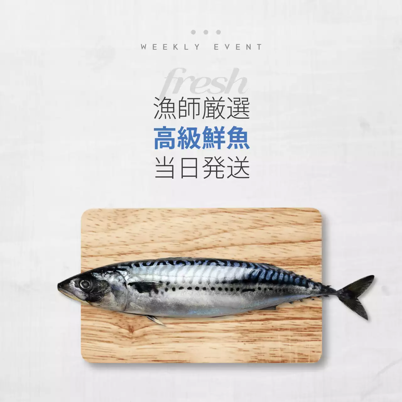 白 シンプル 魚 ポスター SNS投稿 正方形