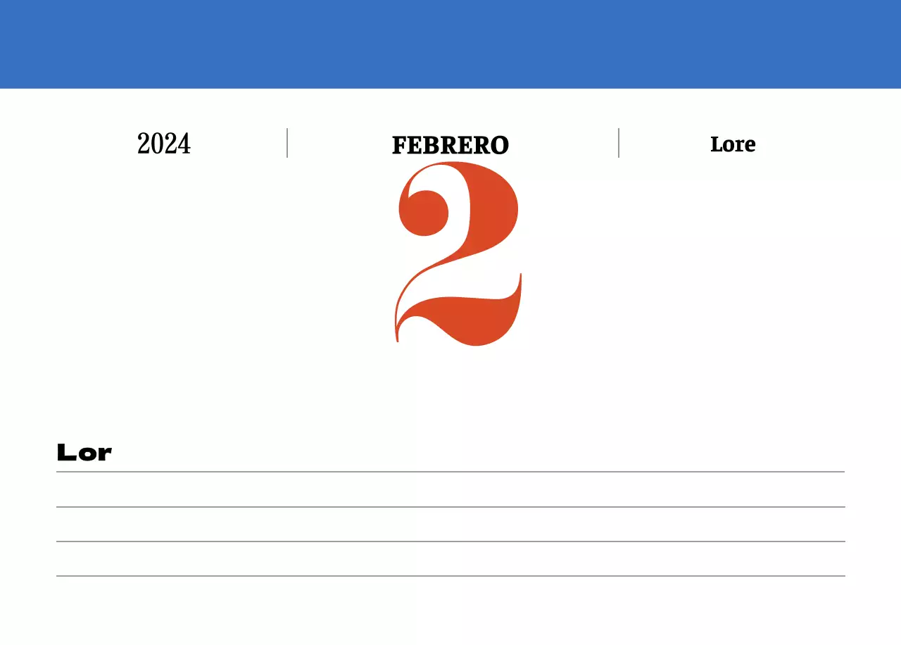 Calendario nostálgico de concepto retro en rojo y azul