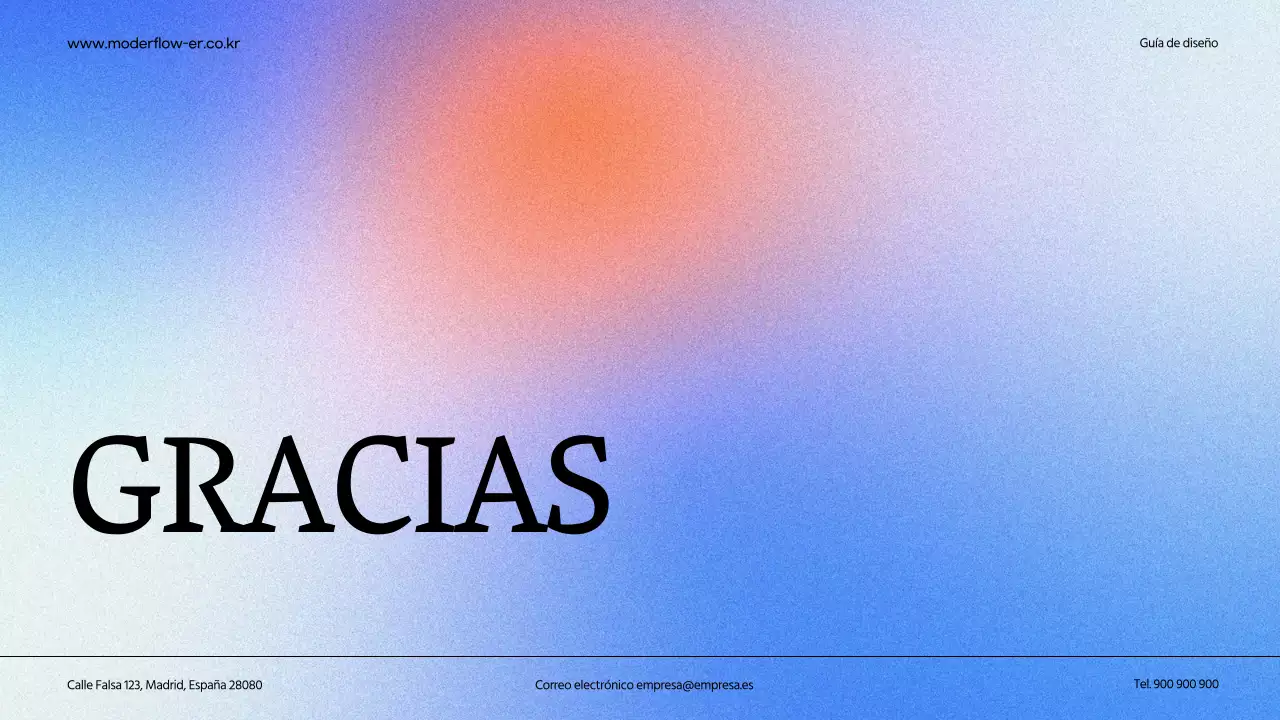 Una presentación limpia de la guía de marca en rojo y azul