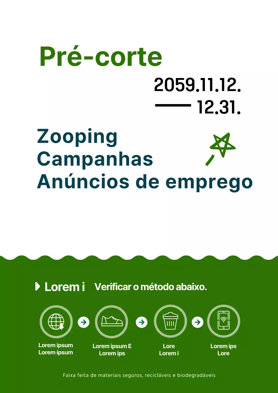 Uma campanha simples e gira em estilo de ilustração em azul-marinho e verde.