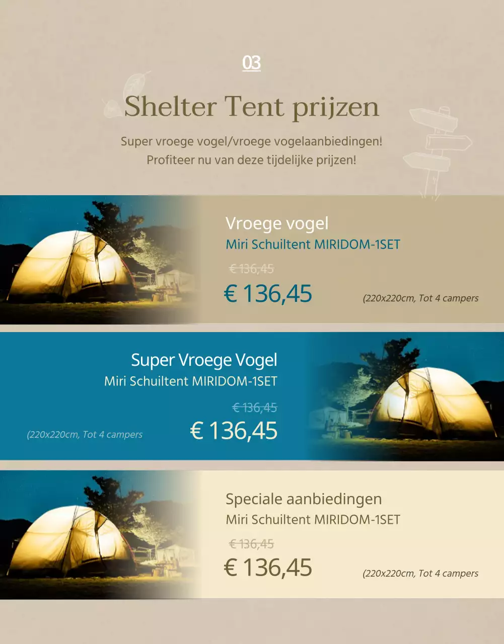 Emotioneel kampeerconcept in marineblauw en beige