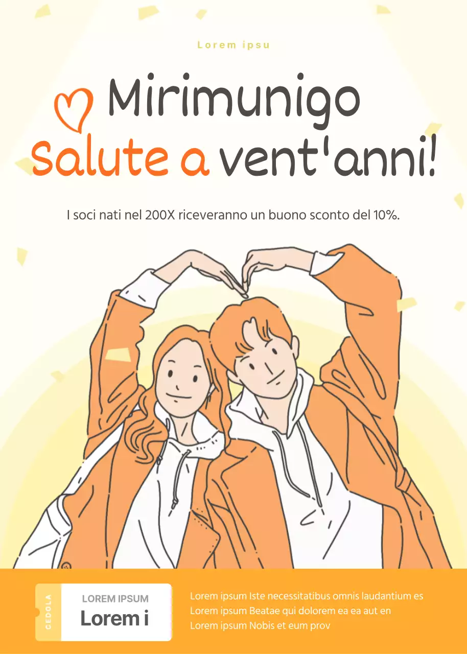 Emissione di una cedola gialla della libreria Coming of Age