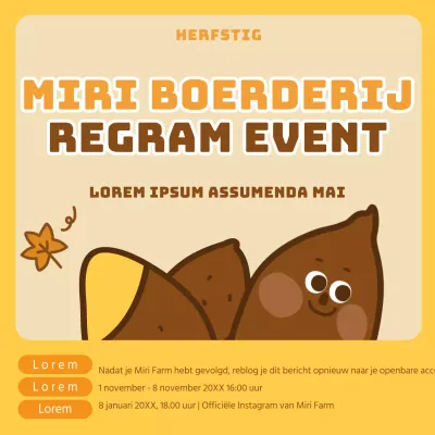 geel schattige zoete aardappel illustratie herfst regram evenement Instagram sociale media