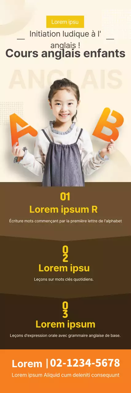 Texte de la photo orange mis en évidence Classe d'anglais propre Promouvoir votre école