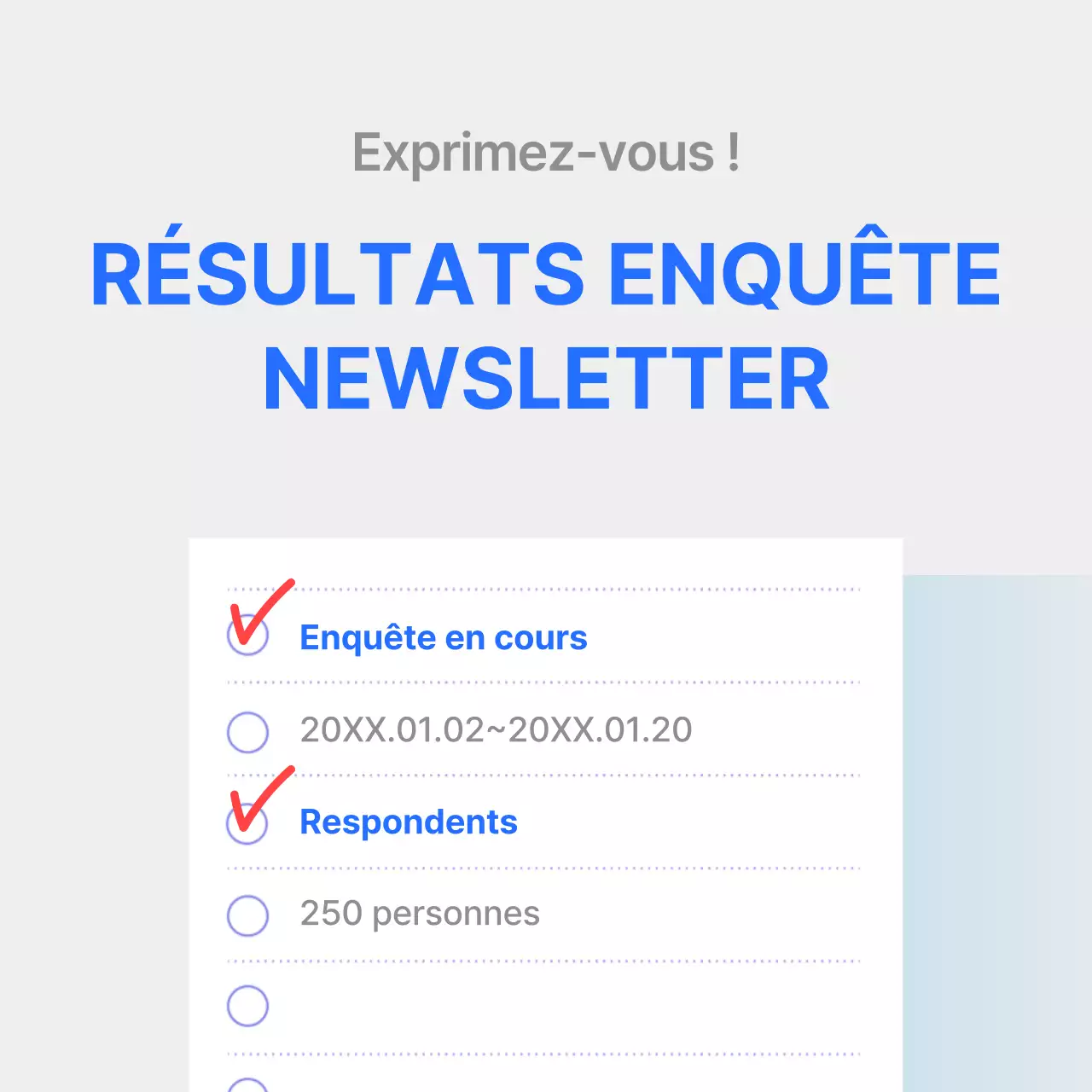 Rapport d'enquête de satisfaction avec un graphique bleu clair