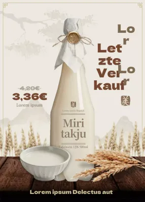 Ermäßigter beigefarbener traditioneller Reiswein (takju)