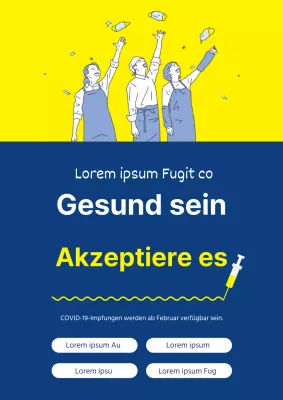 Gelb-Marineblau Illustration ordentlich Korona Impfstoff